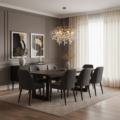 Elegant Sofia Crystal Chandelier by Korewolamp featuring sparkling crystal accents and intricate metal framework.