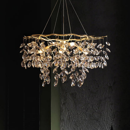 Korewolamp Sofia Crystal Chandelier with multiple hanging crystal prisms and elegant design for luxurious interior lighting.