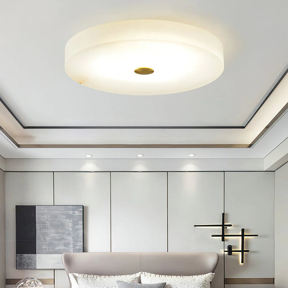 Round Sophie White Alabaster Ceiling Lamp - Nuvé