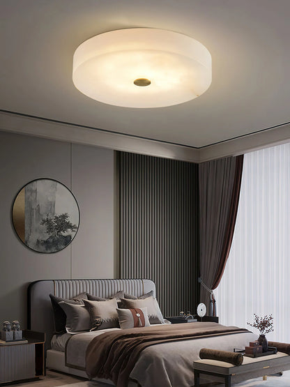 Round Sophie White Alabaster Ceiling Lamp - Nuvé