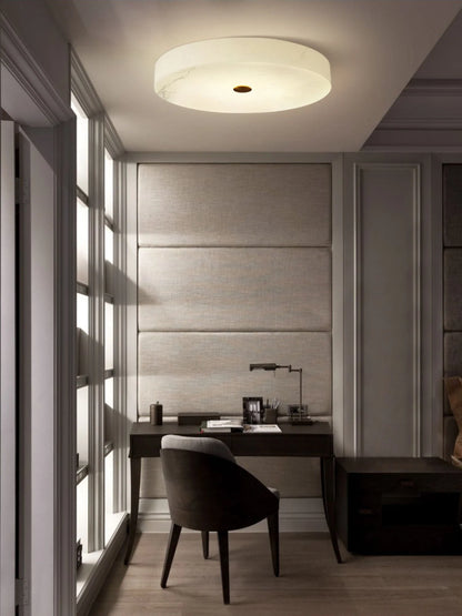 Round Sophie White Alabaster Ceiling Lamp - Nuvé