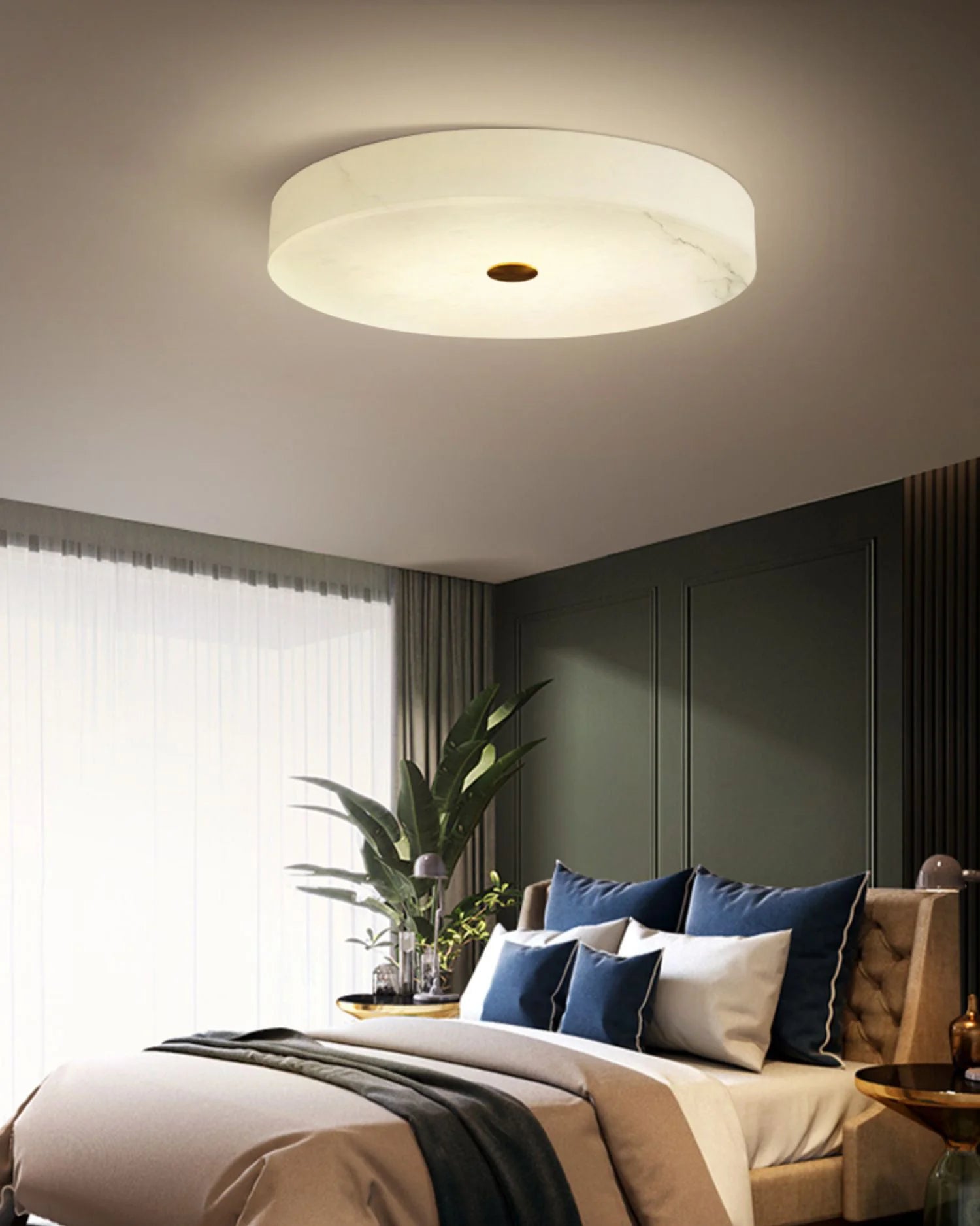 Round Sophie White Alabaster Ceiling Lamp - Nuvé