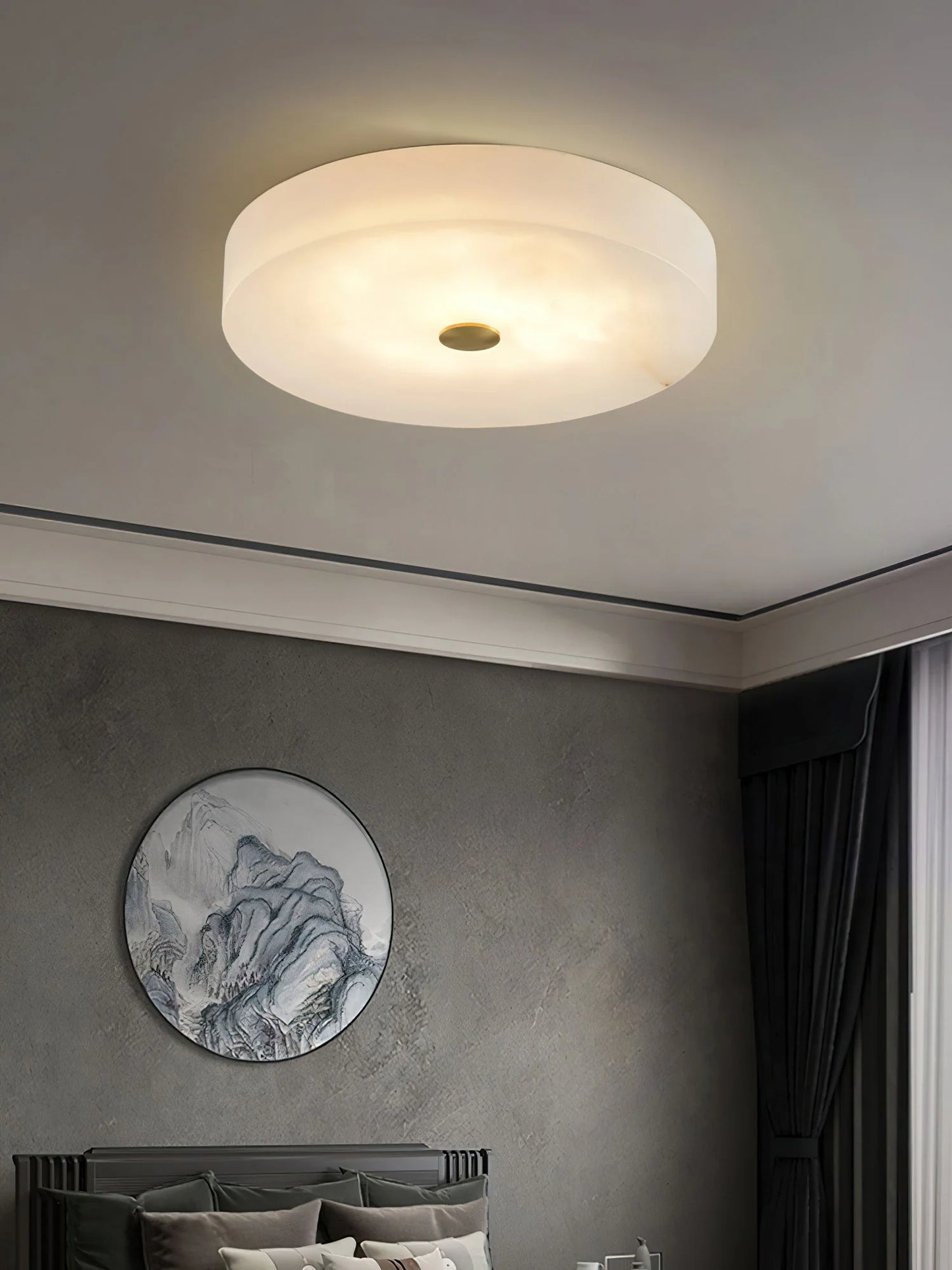 Round Sophie White Alabaster Ceiling Lamp - Nuvé