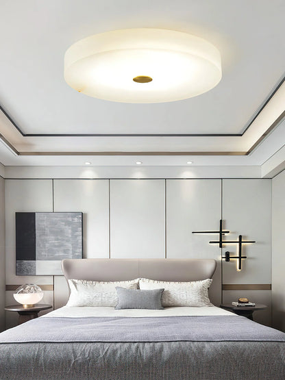 Round Sophie White Alabaster Ceiling Lamp - Nuvé