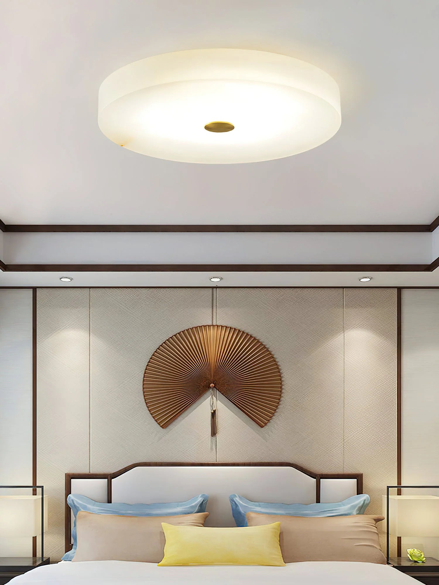 Round Sophie White Alabaster Ceiling Lamp - Nuvé