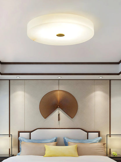 Round Sophie White Alabaster Ceiling Lamp - Nuvé