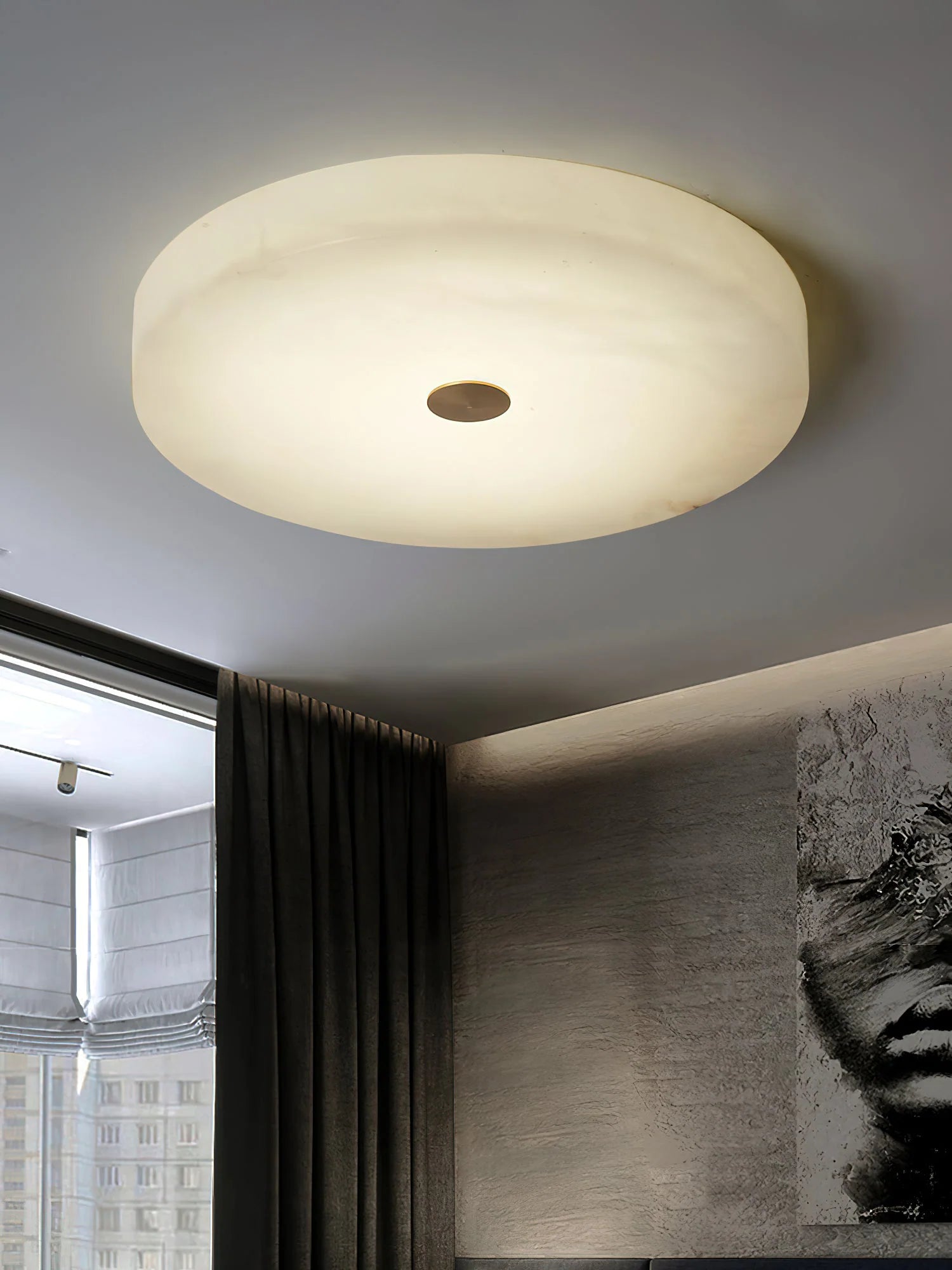 Round Sophie White Alabaster Ceiling Lamp - Nuvé