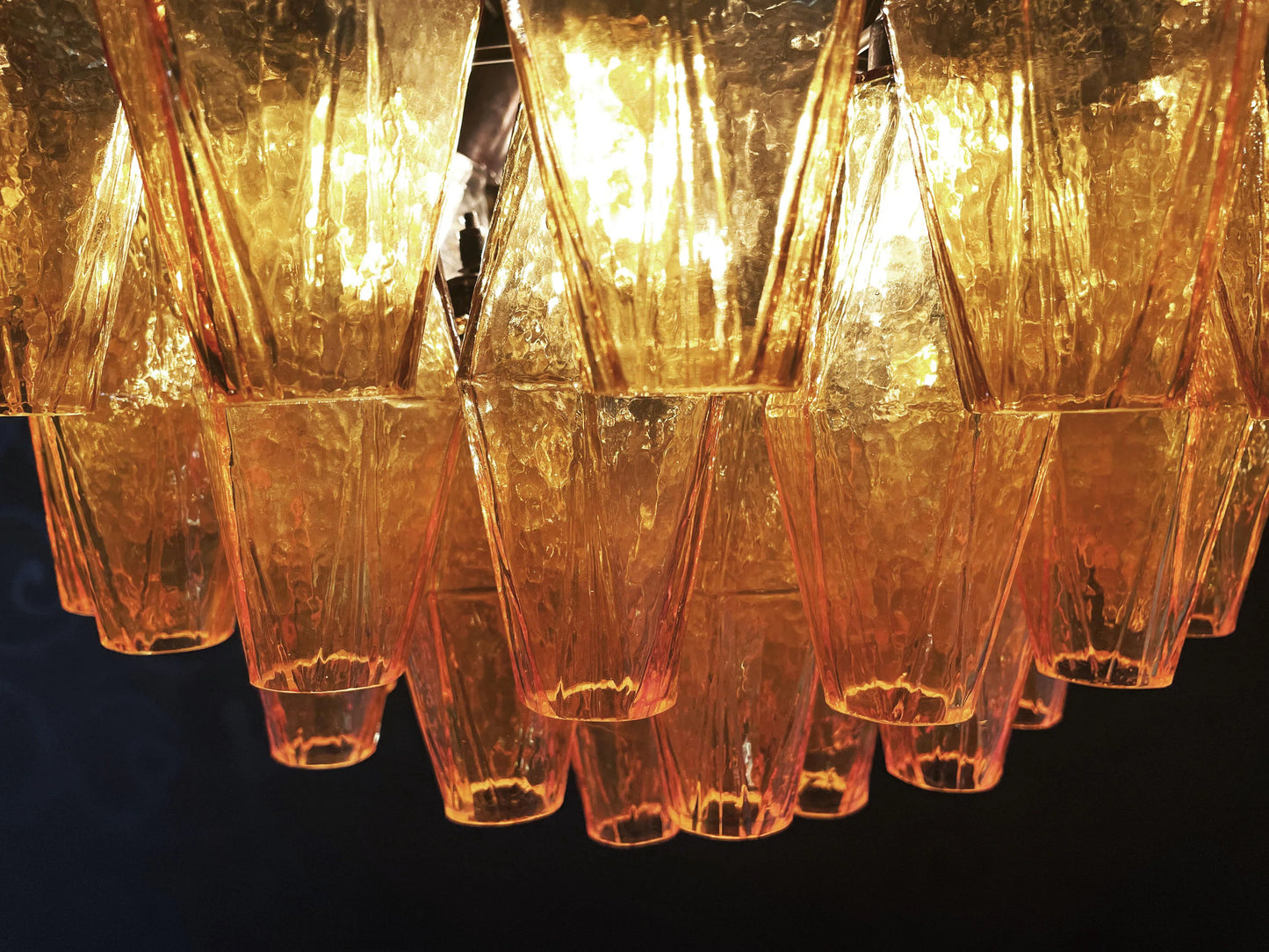 Spherical Murano Poliedri Amber Glass Chandelier - Nuvé