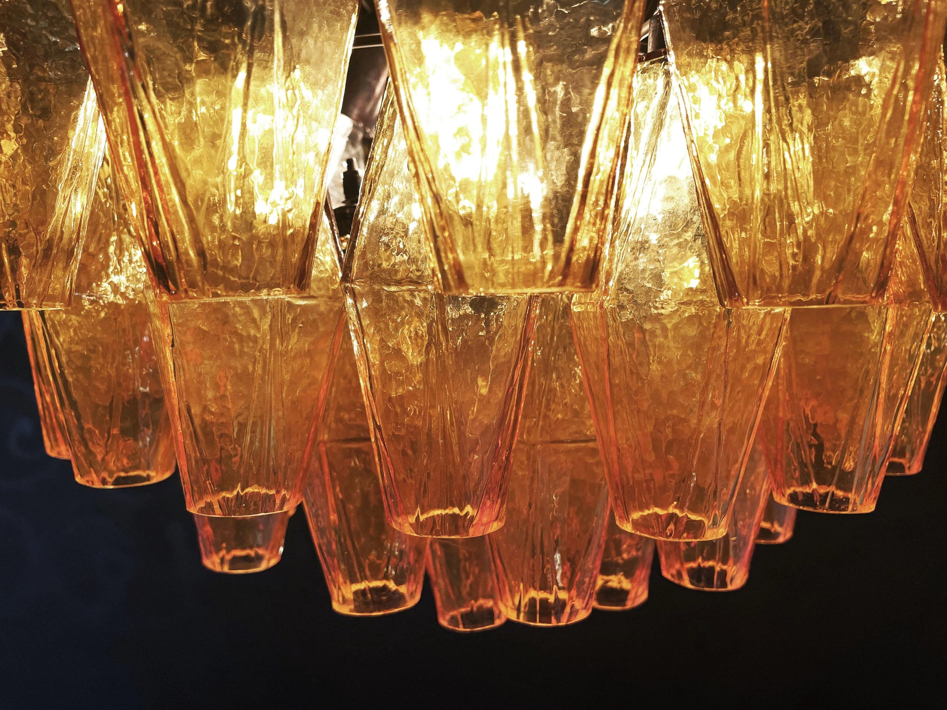 Spherical Murano Poliedri Amber Glass Chandelier - Nuvé