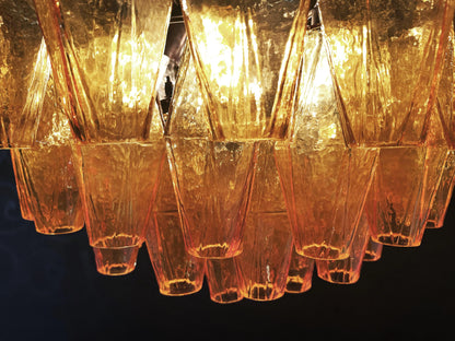 Spherical Murano Poliedri Amber Glass Chandelier - Nuvé