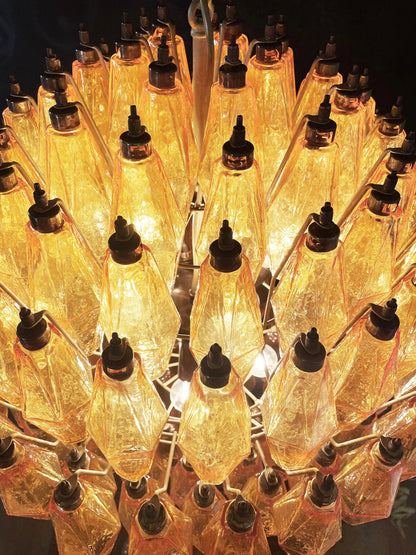 Spherical Murano Poliedri Amber Glass Chandelier - Nuvé