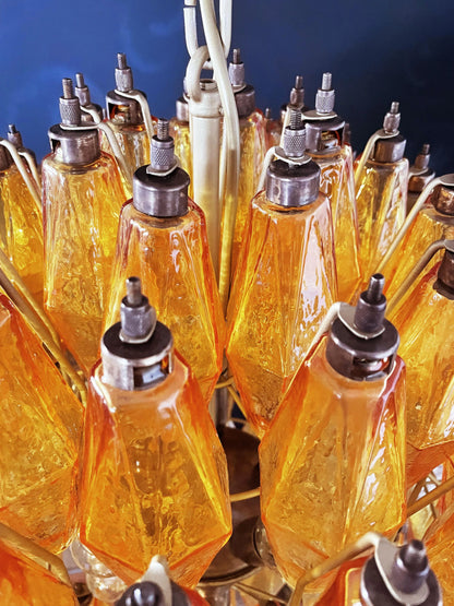 Spherical Murano Poliedri Amber Glass Chandelier - Nuvé