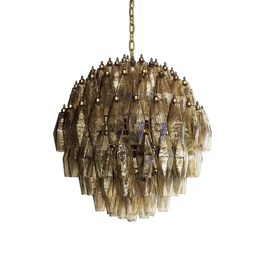 Spherical Murano Poliedri Smoked Glass Chandelier - Nuvé
