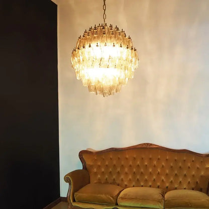 Spherical Murano Poliedri Smoked Glass Chandelier - Nuvé