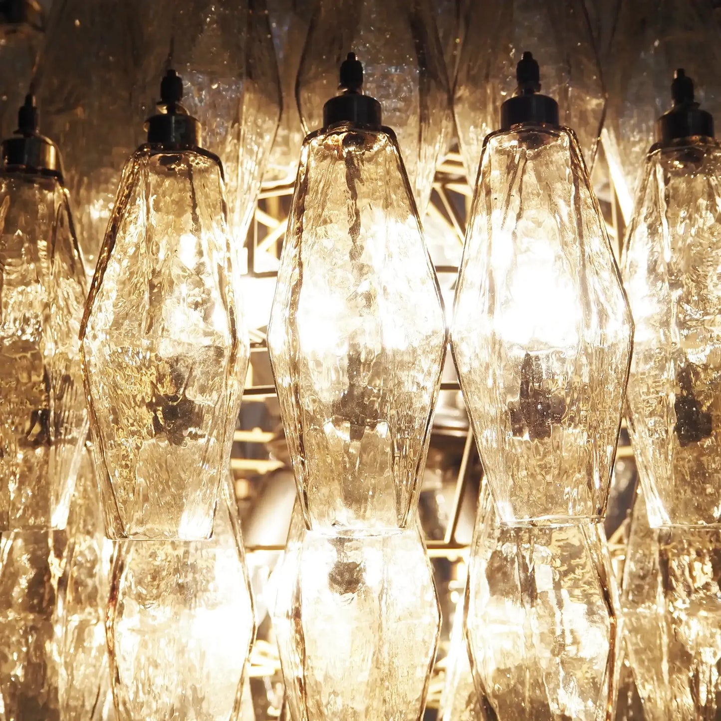 Spherical Murano Poliedri Smoked Glass Chandelier - Nuvé