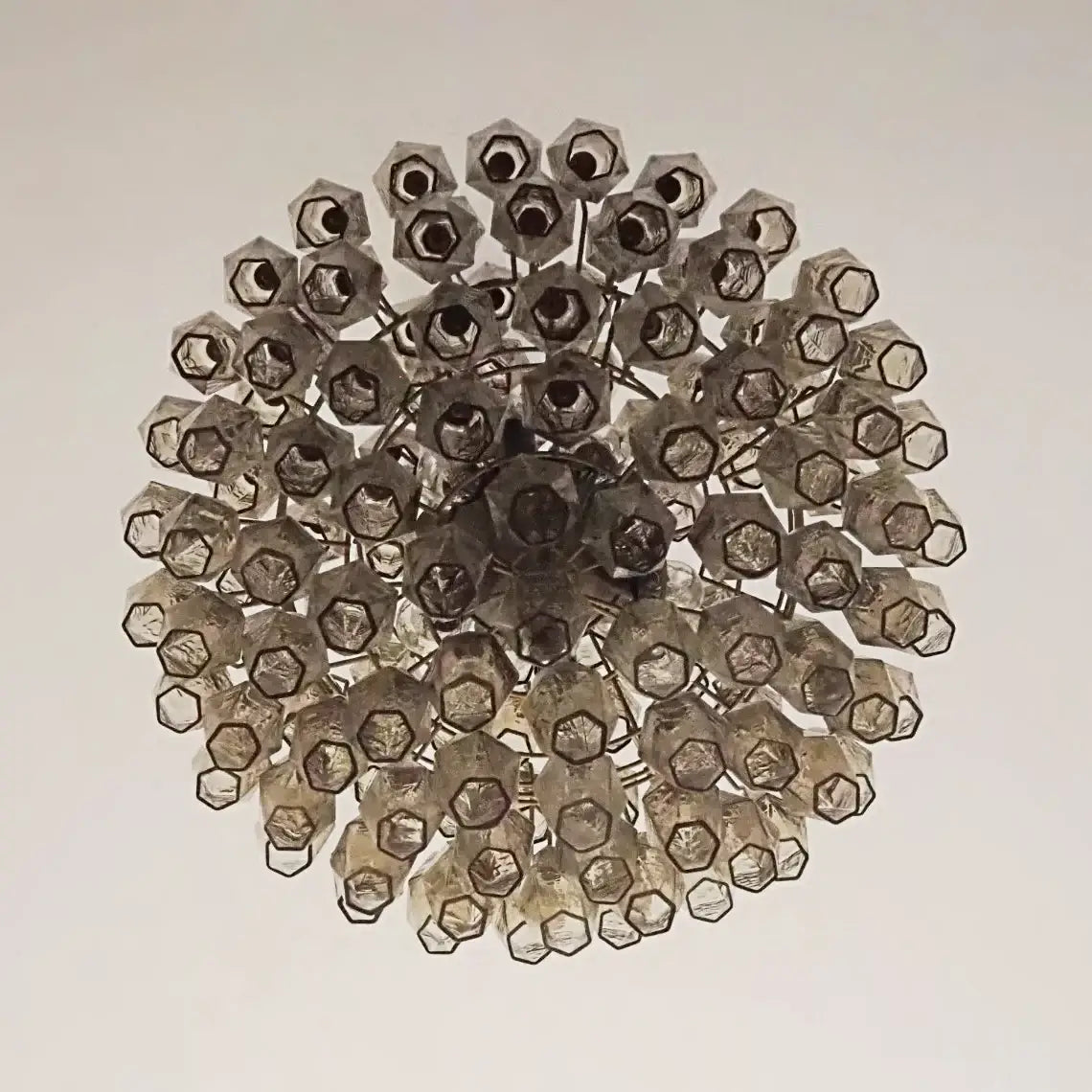 Spherical Murano Poliedri Smoked Glass Chandelier - Nuvé