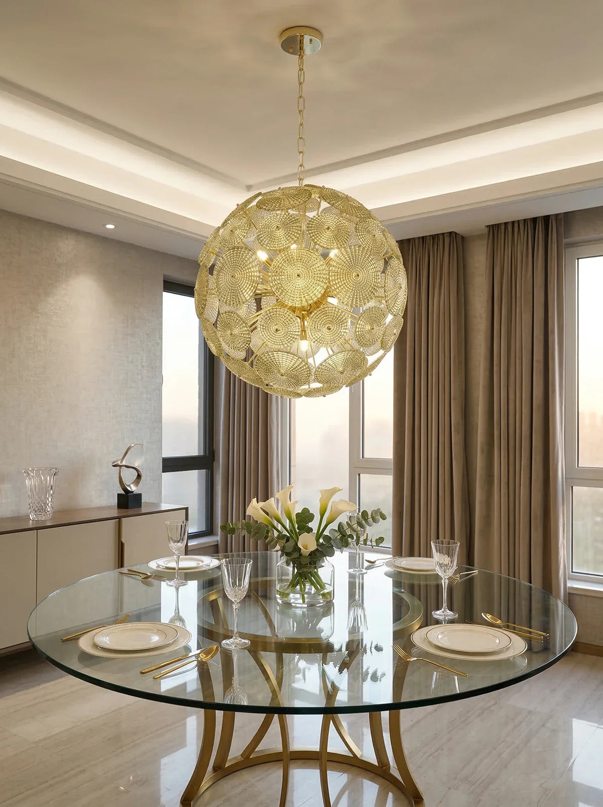 Sputnik Sphere Glass Disc Chandelier