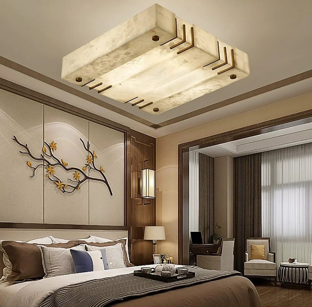 Square Alabaster Ceiling Lamps - Nuvé