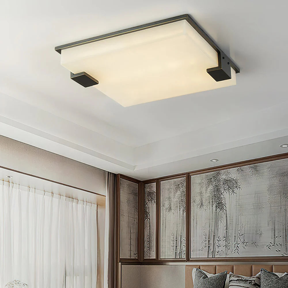 Arle Square Alabaster Black Ceiling Lamp - Nuvé