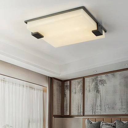 Arle Square Alabaster Black Ceiling Lamp - Nuvé