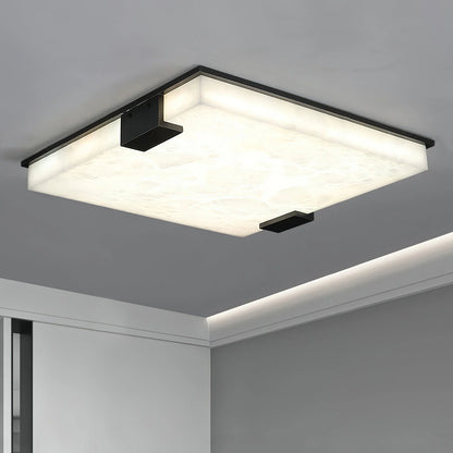 Arle Square Alabaster Black Ceiling Lamp - Nuvé