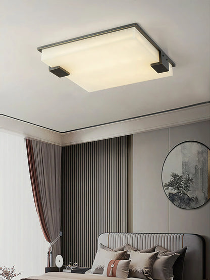 Arle Square Alabaster Black Ceiling Lamp - Nuvé