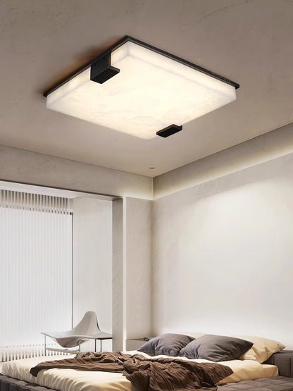 Arle Square Alabaster Black Ceiling Lamp - Nuvé