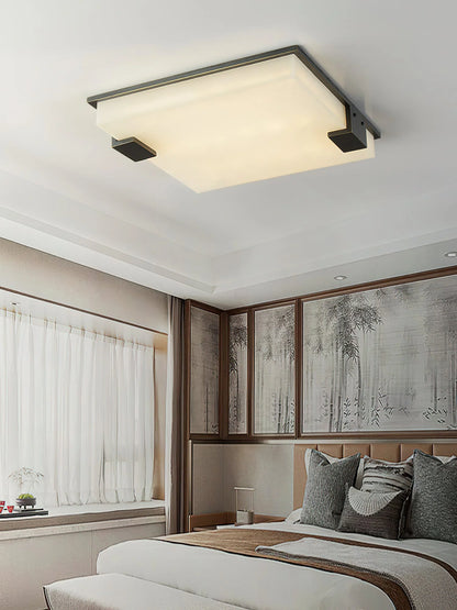 Arle Square Alabaster Black Ceiling Lamp - Nuvé