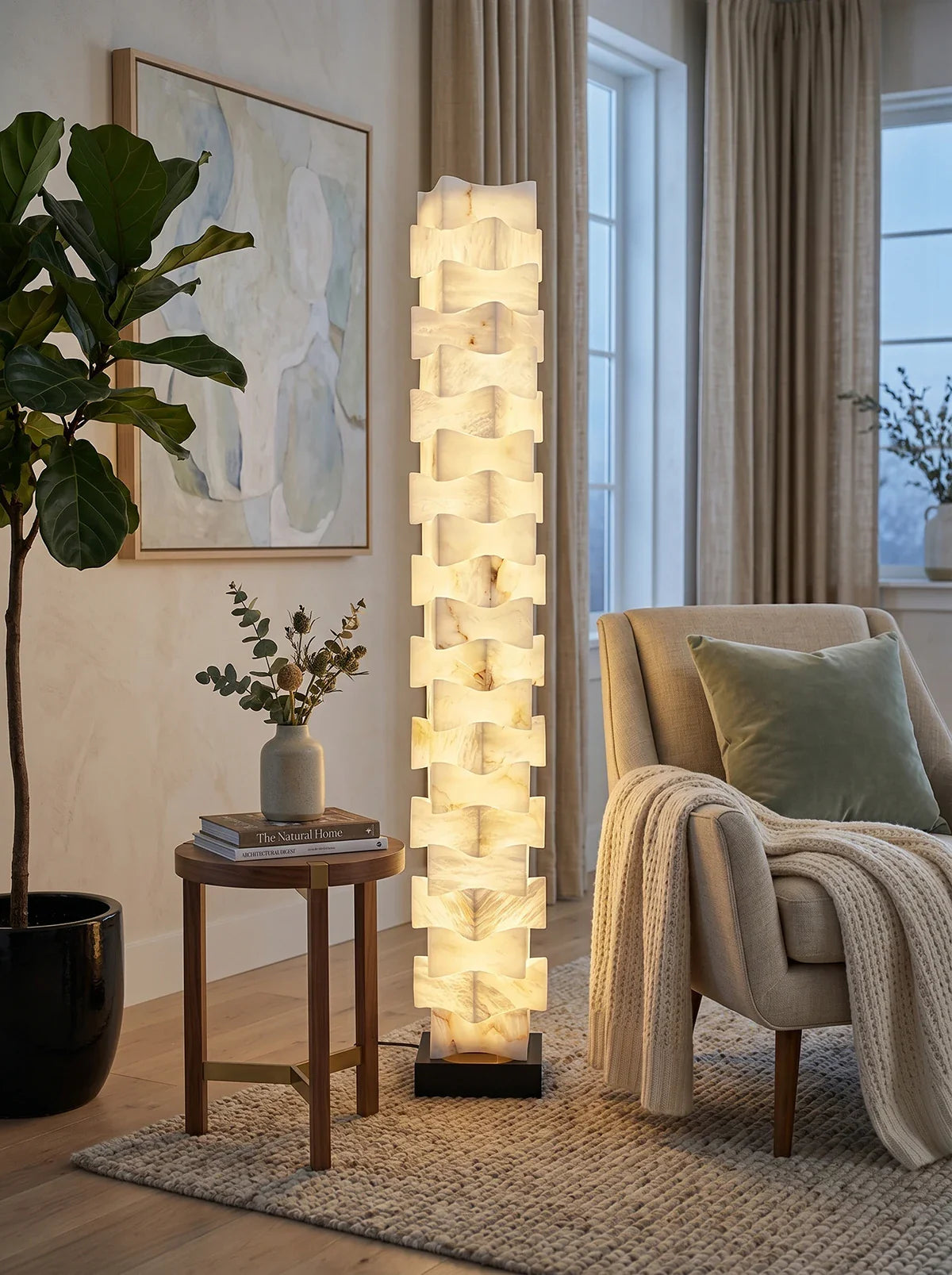 Stacked Alabaster Squares Floor Lamp