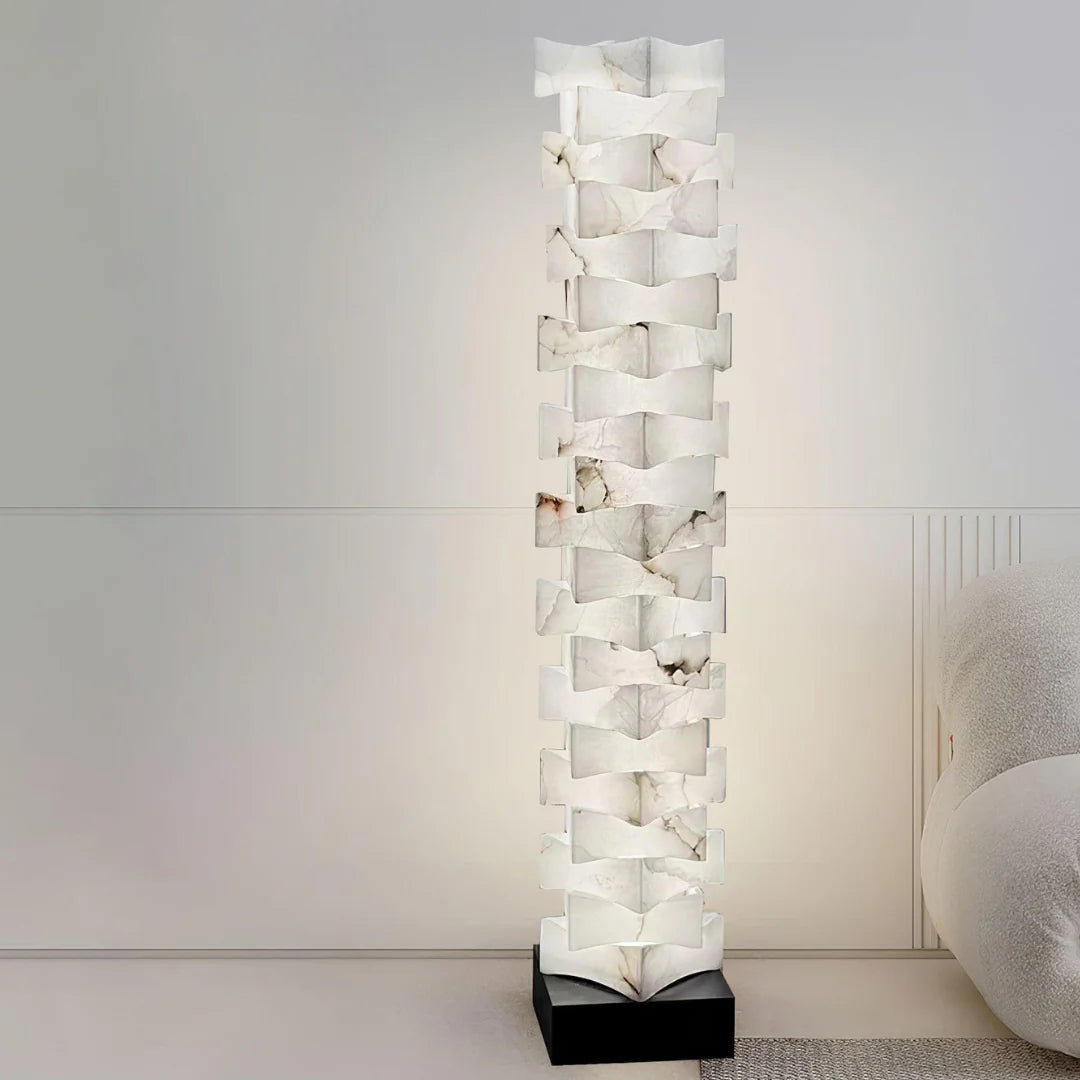 Stacked Alabaster Squares Floor Lamp - Nuvé