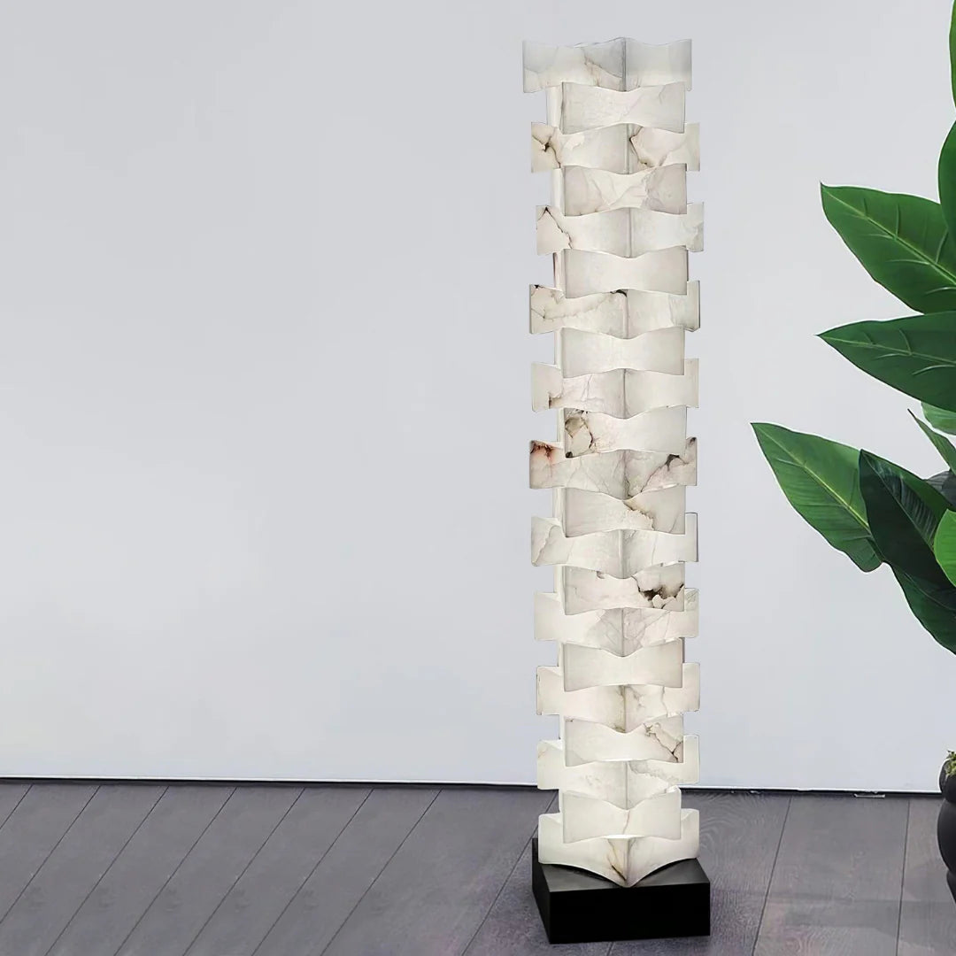 Stacked Alabaster Squares Floor Lamp - Nuvé