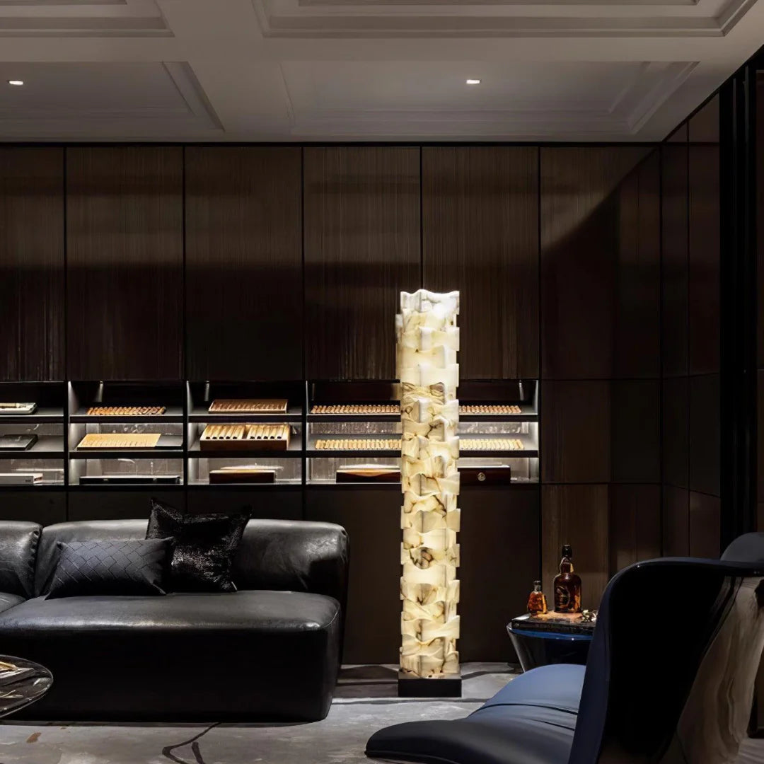 Stacked Alabaster Squares Floor Lamp - Nuvé