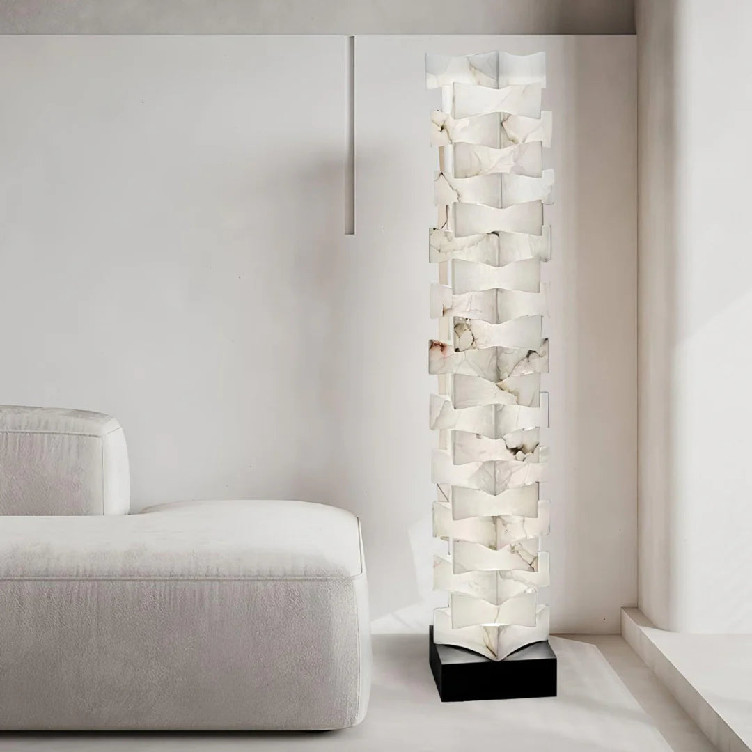 Stacked Alabaster Squares Floor Lamp - Nuvé