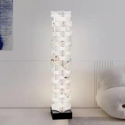 Stacked Alabaster Squares Floor Lamp - Nuvé