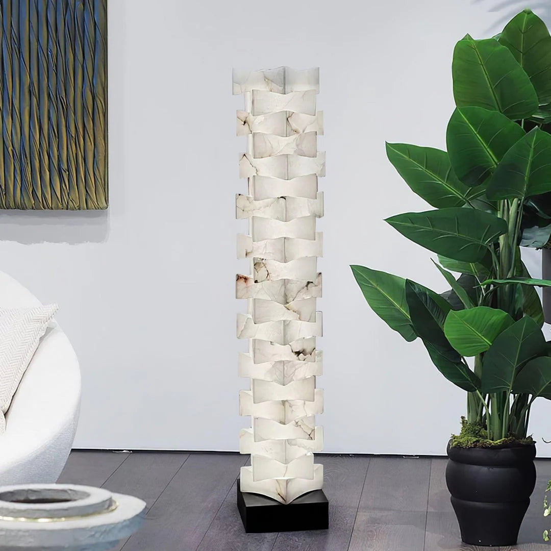 Stacked Alabaster Squares Floor Lamp - Nuvé