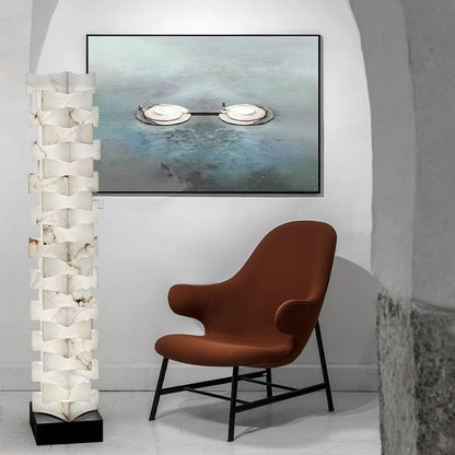Stacked Alabaster Squares Floor Lamp - Nuvé