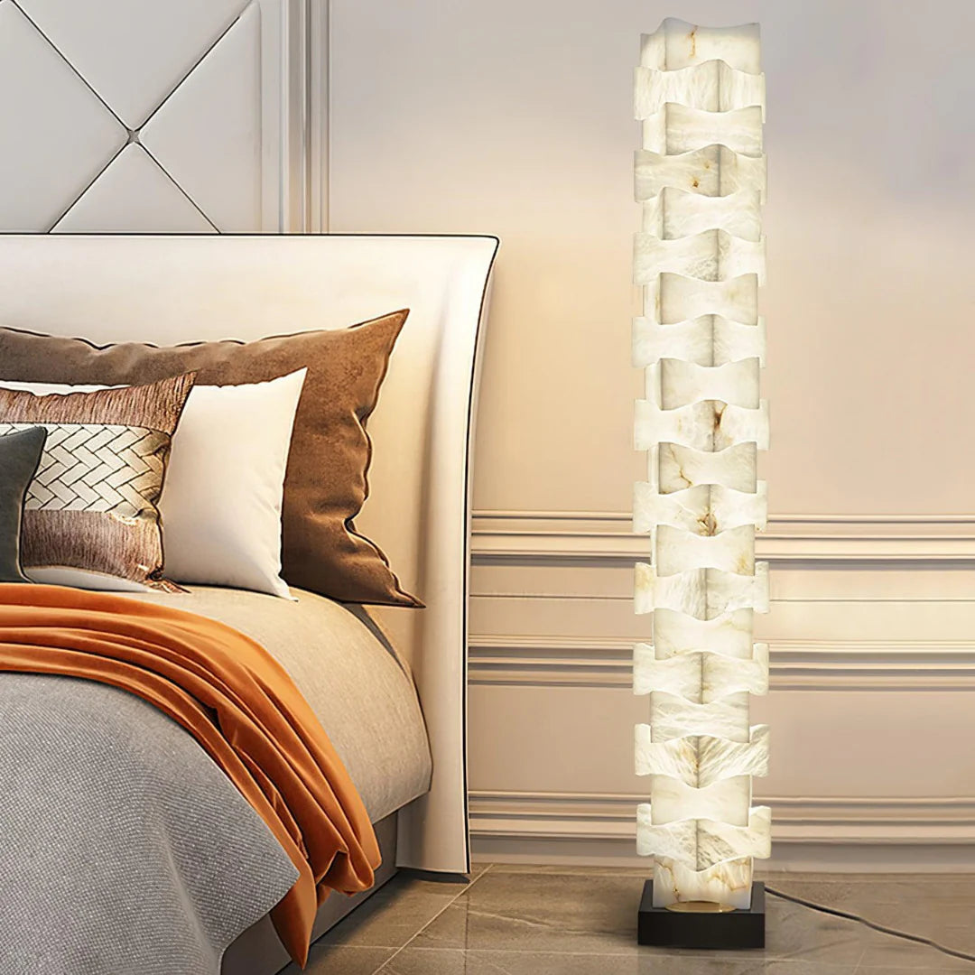 Stacked Alabaster Squares Floor Lamp - Nuvé
