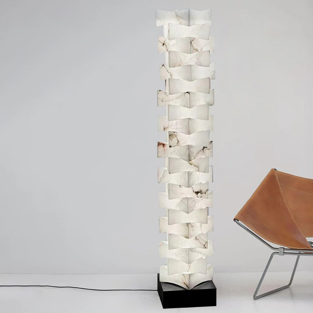 Stacked Alabaster Squares Floor Lamp - Nuvé