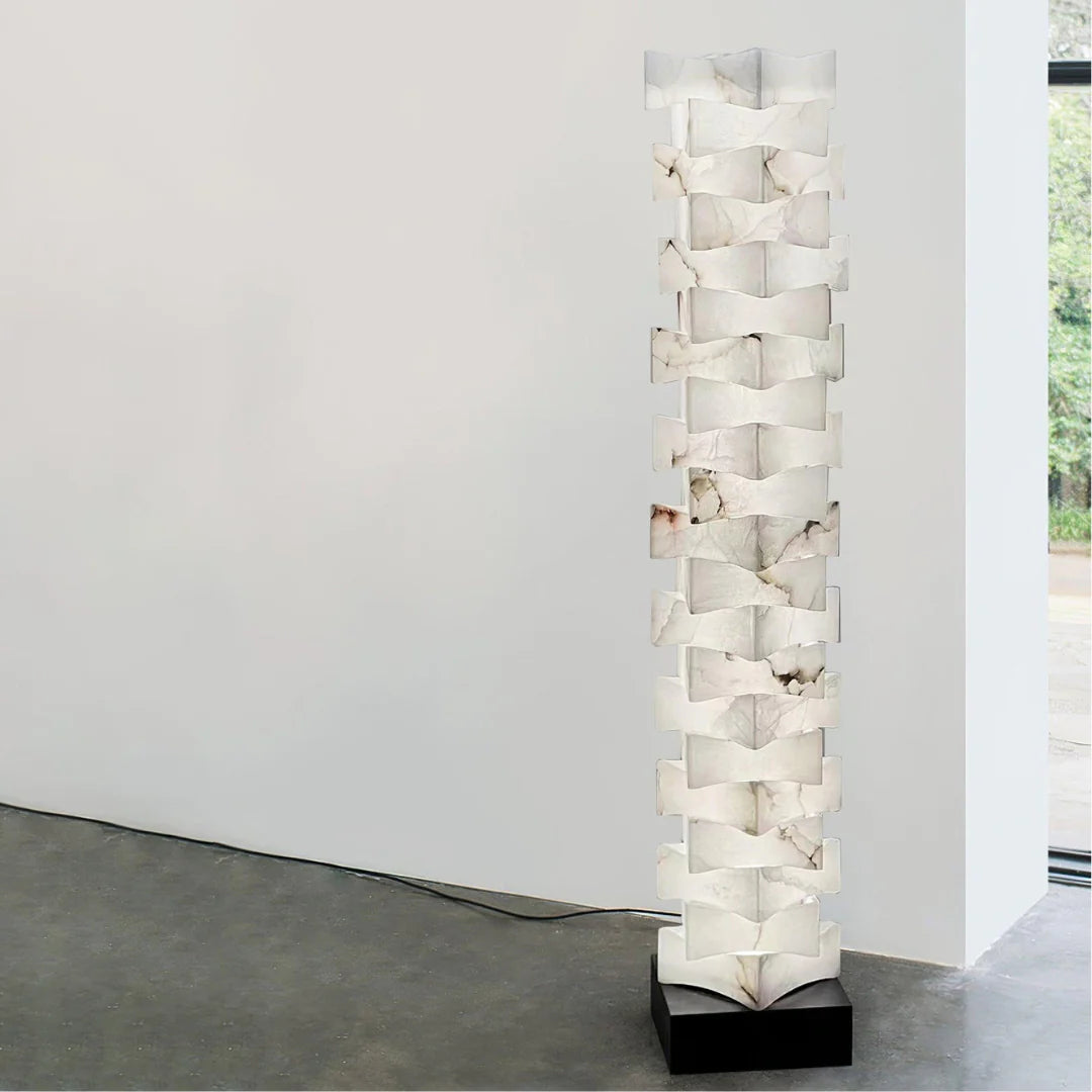 Stacked Alabaster Squares Floor Lamp - Nuvé