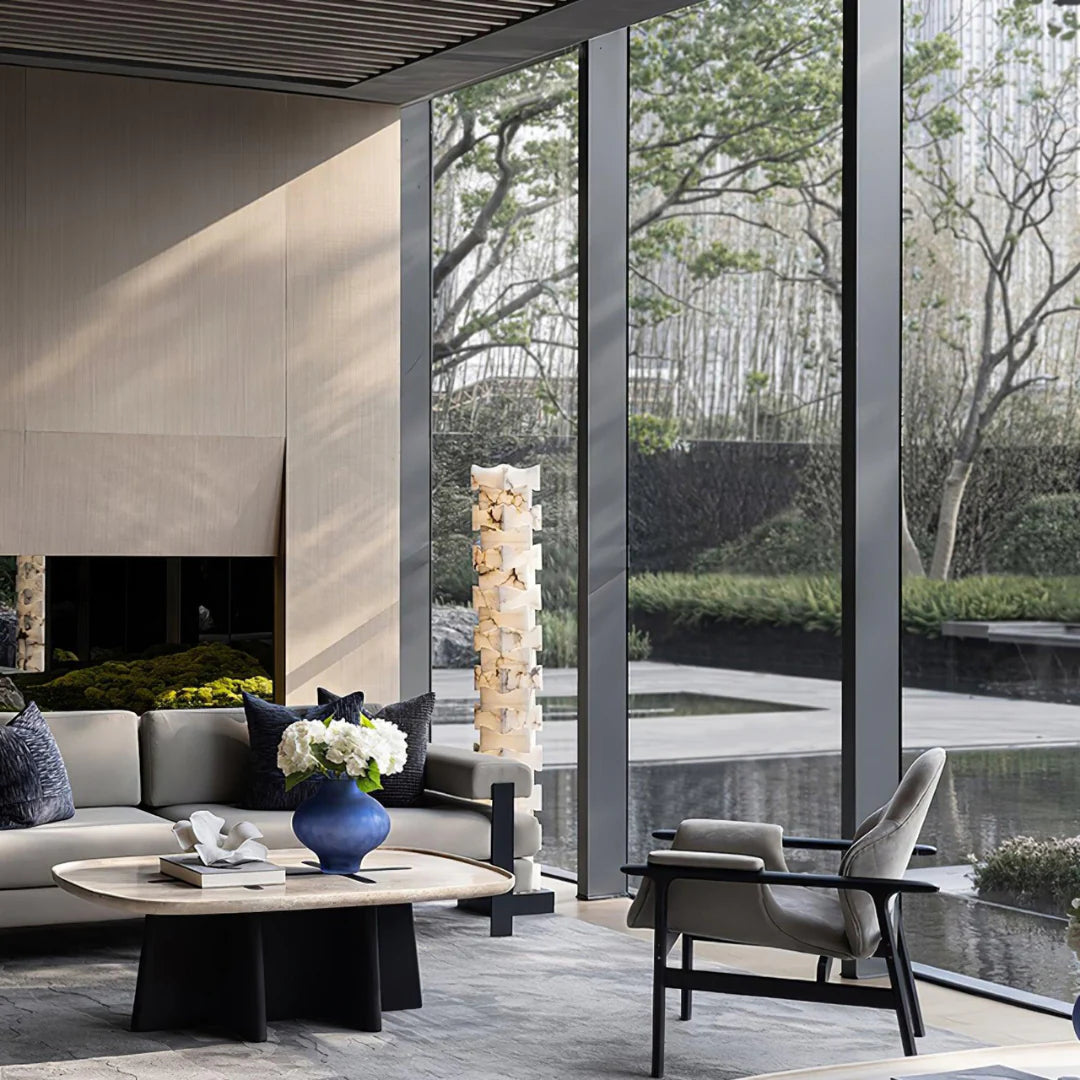 Stacked Alabaster Squares Floor Lamp - Nuvé