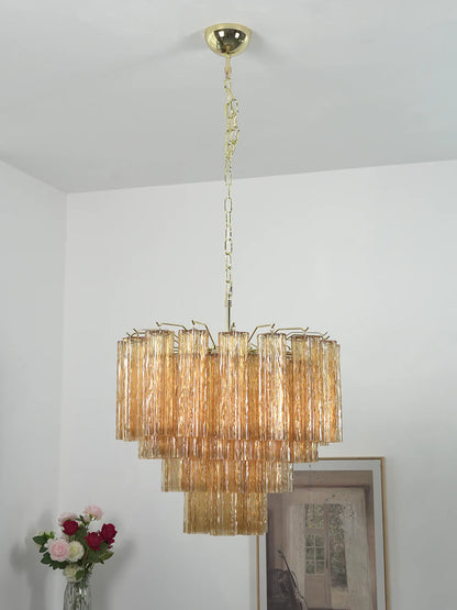 Star Shaped Tube Amber Glass Chandelier