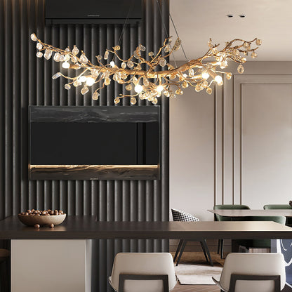 Stone Crystal Brass Chandelier - Nuvé