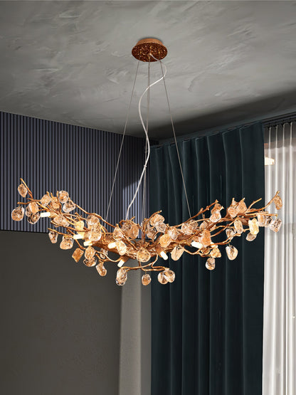 Stone Crystal Brass Chandelier - Nuvé