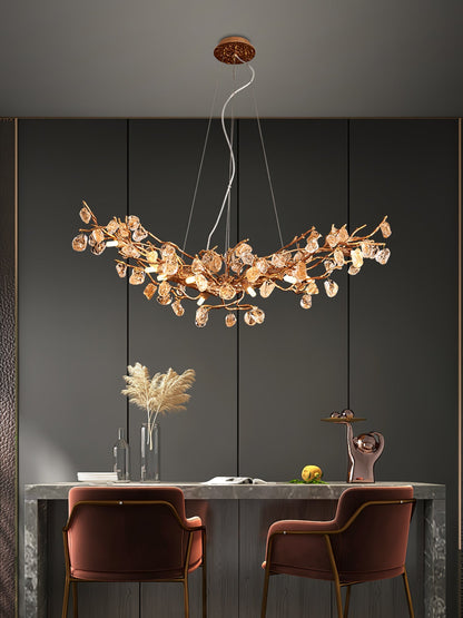 Stone Crystal Brass Chandelier - Nuvé