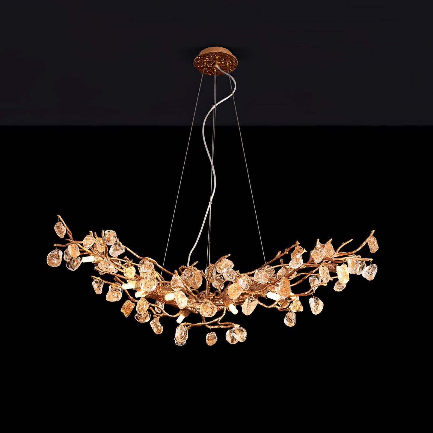 Stone Crystal Brass Chandelier - Nuvé