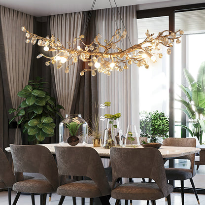 Stone Crystal Brass Chandelier - Nuvé