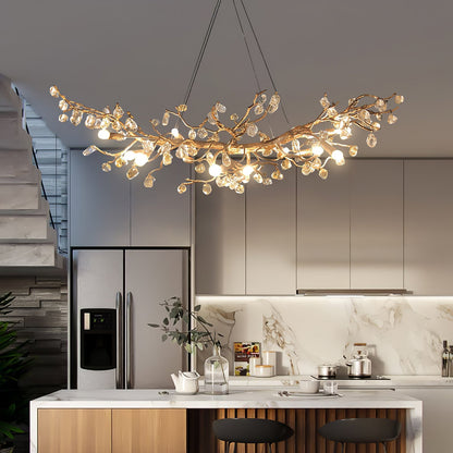 Stone Crystal Brass Chandelier - Nuvé