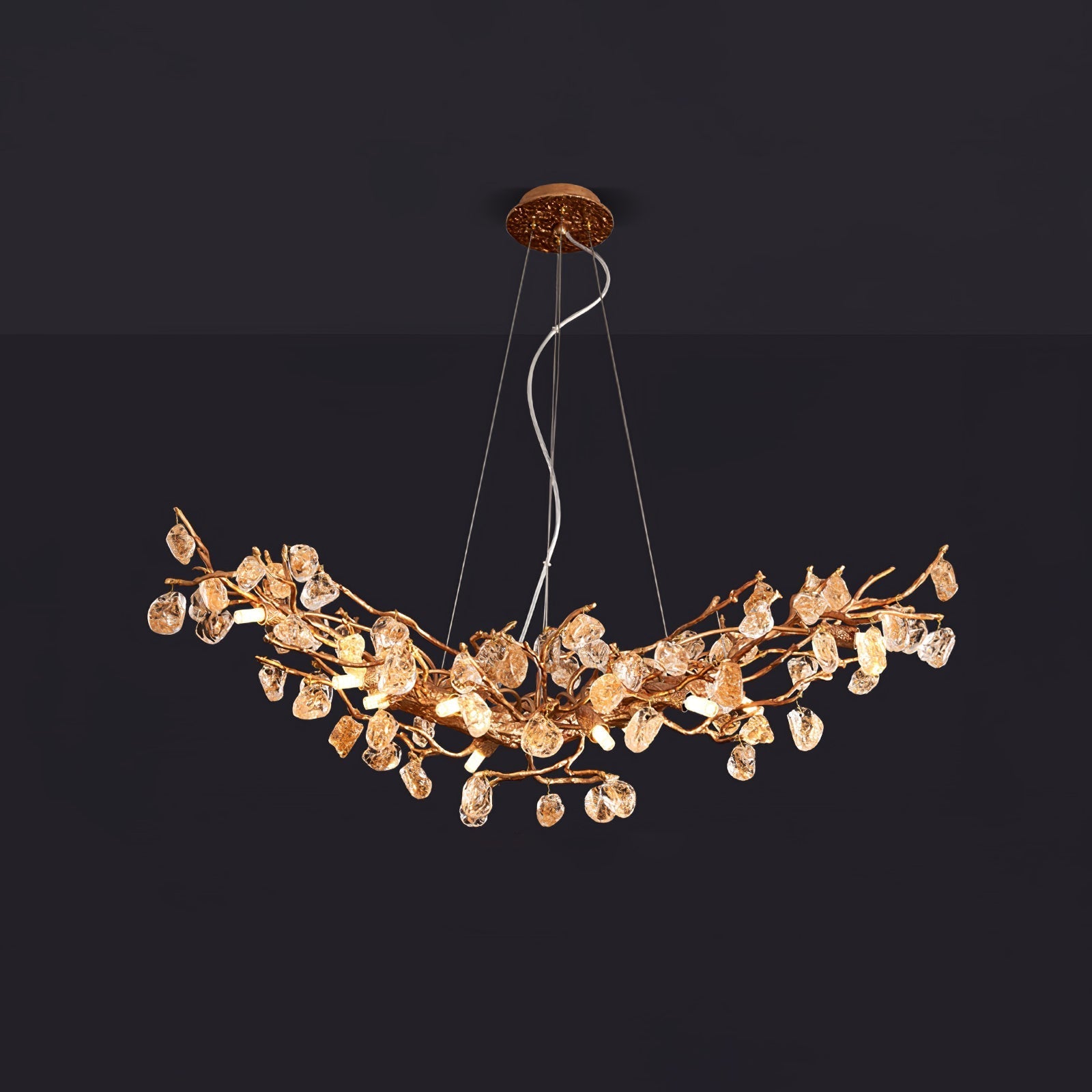 Stone Crystal Brass Chandelier - Nuvé