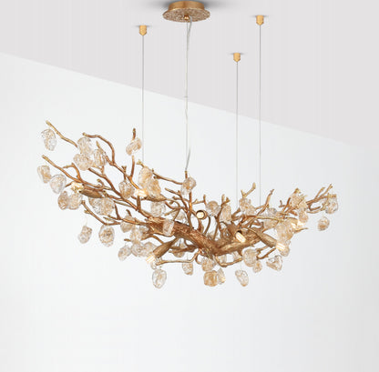 Stone Crystal Brass Chandelier - Nuvé