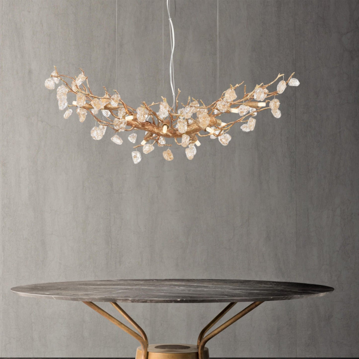 Stone Crystal Brass Chandelier - Nuvé